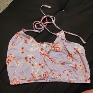 American eagle floral purple crop top